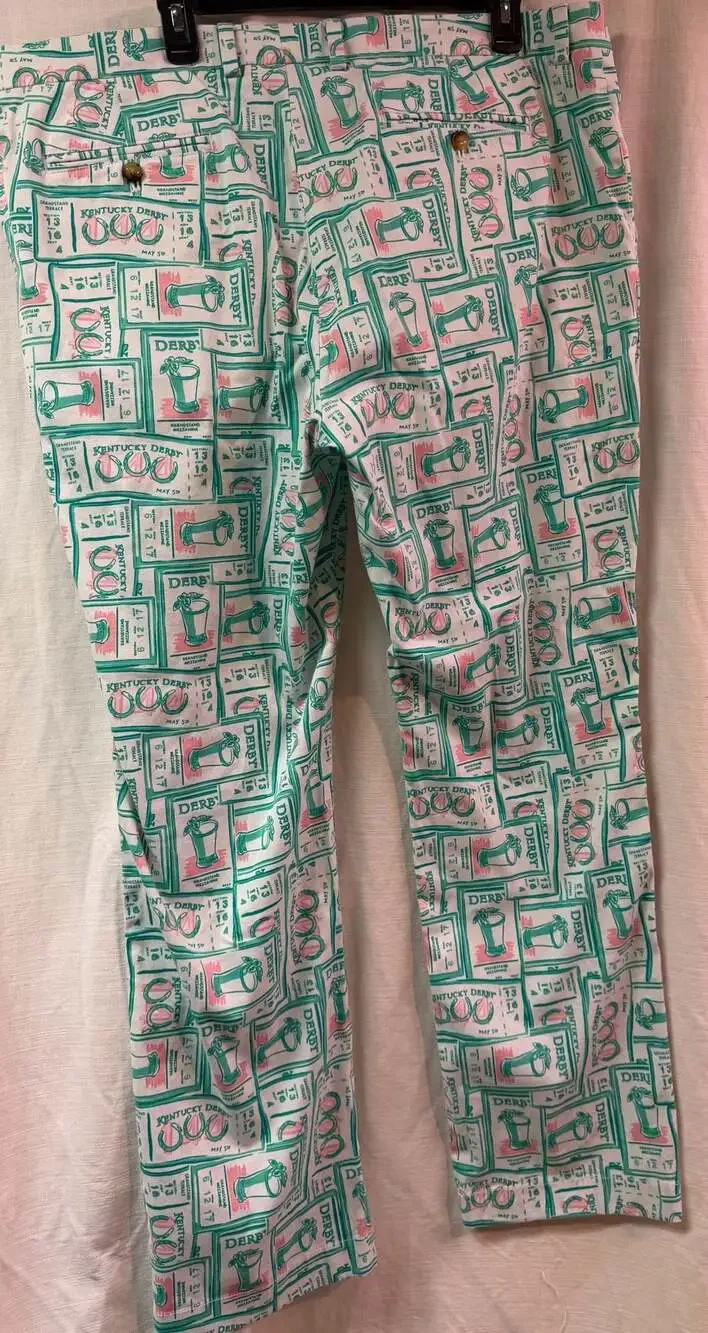 Vineyard Vines Kentucky Derby Ticket Print Breaker Pants men’s 40x32